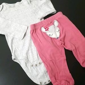 Onesie and bottoms with the  feet covering